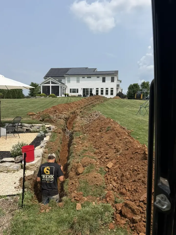Utility trench excavated to a new home
